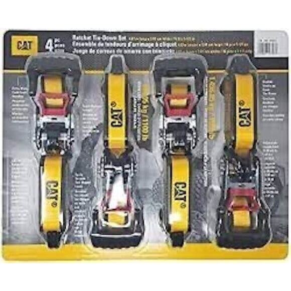 Cat 4 Piece Ratchet Tie Down Set with Soft Hooks 16 Feet x 1-1/2 Inches 3300 lb - Picture 2 of 3